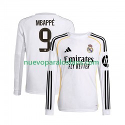 Camiseta de Fútbol Real Madrid Mbappé Kylian 9 Hombre Casa 2025-2026 Manga Larga