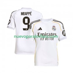 Camiseta de Fútbol Real Madrid Mbappé Kylian 9 Hombre Casa 2025-2026 Manga Corta