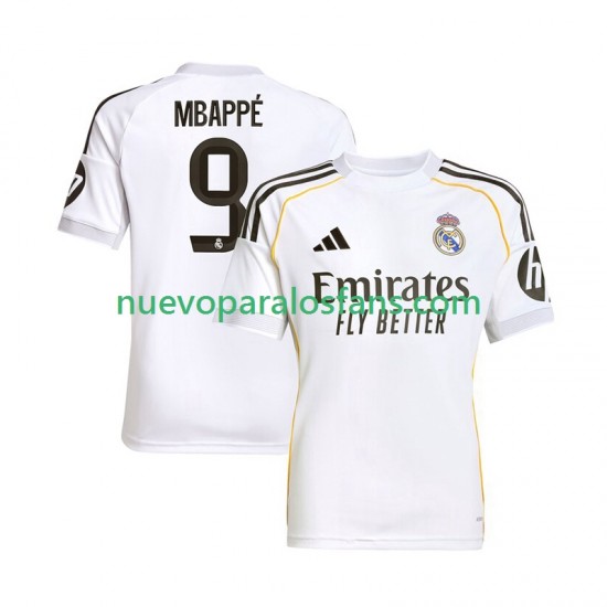 Camiseta de Fútbol Real Madrid Mbappé Kylian 9 Hombre Casa 2025-2026 Manga Corta