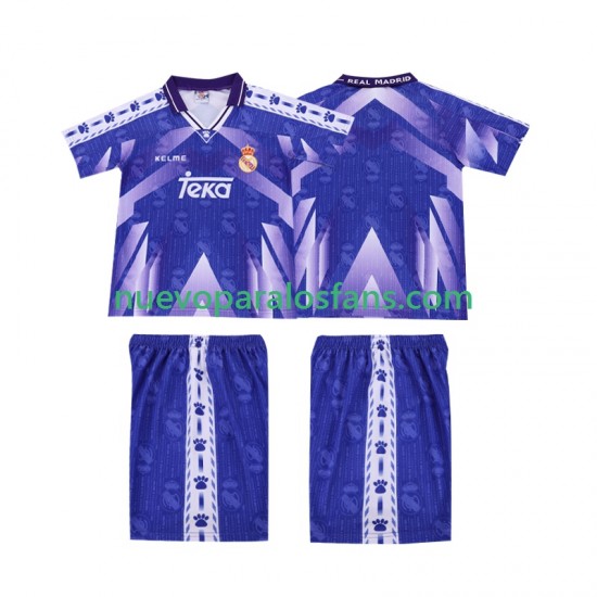 Camiseta de Fútbol Real Madrid 1996-1997 Retro Niño Exterior Manga Corta