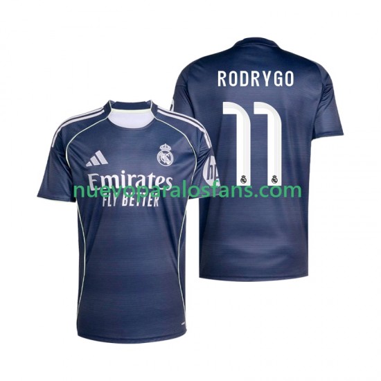 Camiseta de Fútbol Real Madrid Rodrygo 11 Hombre Exterior 2025-2026 Manga Corta