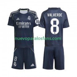 Camiseta de Fútbol Real Madrid Valverde 8 Niño Exterior 2025-2026 Manga Corta