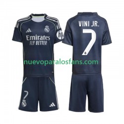 Camiseta de Fútbol Real Madrid Vinicius Junior 7 Niño Exterior 2025-2026 Manga Corta