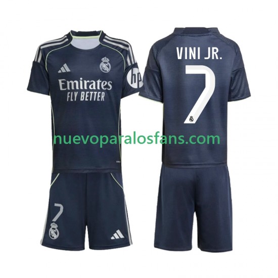 Camiseta de Fútbol Real Madrid Vinicius Junior 7 Niño Exterior 2025-2026 Manga Corta