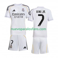 Camiseta de Fútbol Real Madrid Vinicius Junior 7 Niño Casa 2025-2026 Manga Corta
