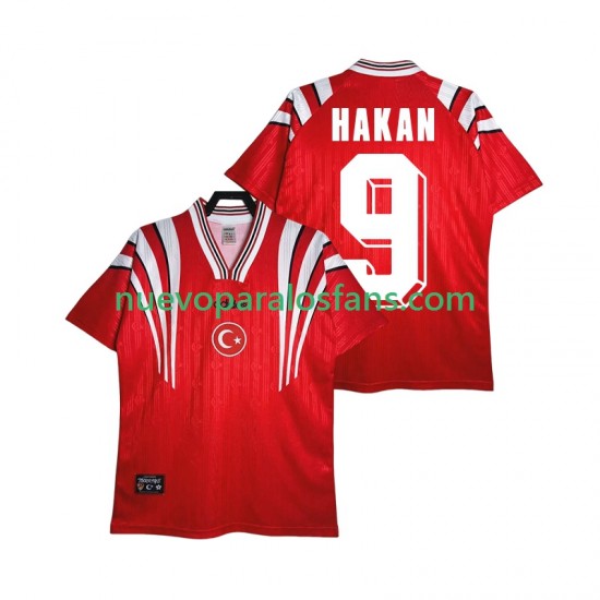 Camiseta de Fútbol Turquía HAKAN 9 1996 Retro Hombre Casa Manga Corta