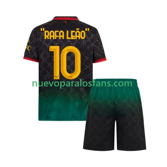 Camiseta de Fútbol AC Milan RAFA LEAO 10 Niño Cuarto 2024-2025 Manga Corta
