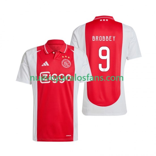 Camiseta de Fútbol AFC Ajax Brian Brobbey 9 Hombre Casa 2024-2025 Manga Corta
