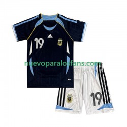 Camiseta de Fútbol Argentina Lionel Messi 19 Retro Niño Exterior 2006 Manga Corta