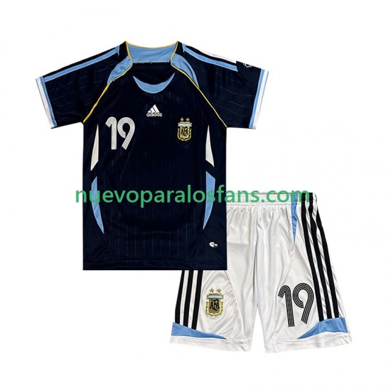 Camiseta de Fútbol Argentina Lionel Messi 19 Retro Niño Exterior 2006 Manga Corta