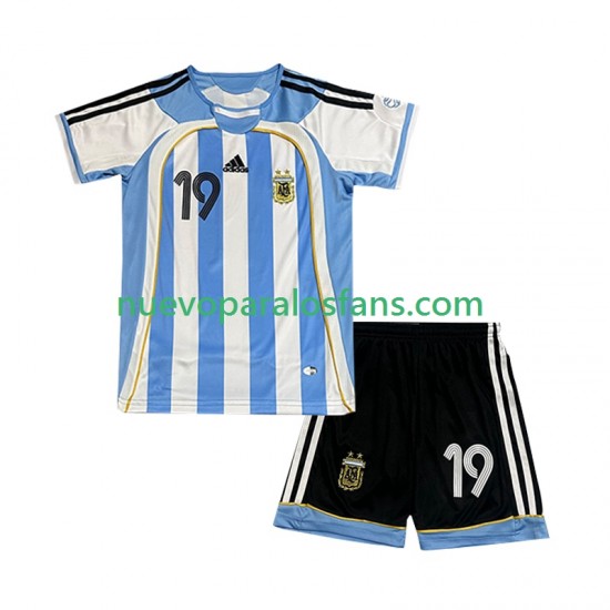 Camiseta de Fútbol Argentina Lionel Messi 19 Retro Niño Casa 2006 Manga Corta