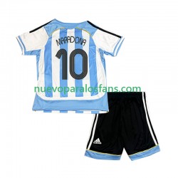 Camiseta de Fútbol Argentina Maradona 10 Retro Niño Casa 2006 Manga Corta