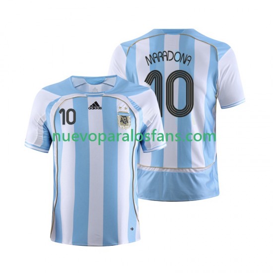Camiseta de Fútbol Argentina Maradona 10 Retro Hombre Casa 2006 Manga Corta