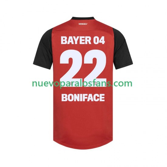 Camiseta de Fútbol Bayer 04 Leverkusen Victor Boniface 22 Hombre Casa 2024-2025 Manga Corta