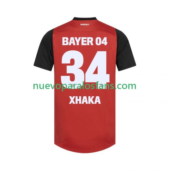Camiseta de Fútbol Bayer 04 Leverkusen XHAKA 34 Hombre Casa 2024-2025 Manga Corta