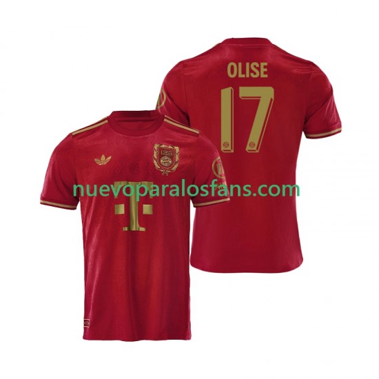 Camiseta de Fútbol Bayern de Múnich 125th Anniversary Michael Olise 17 Red Hombre Casa 2024-2025 Manga Corta