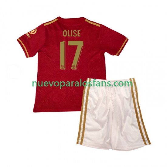 Camiseta de Fútbol Bayern de Múnich 125th Anniversary Michael Olise 17 Red Niño Casa 2024-2025 Manga Corta