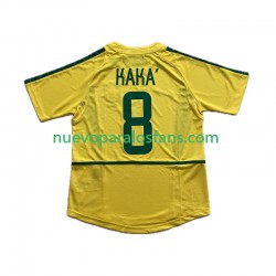 Camiseta de Fútbol Brasil KAKA 8 Retro Hombre Casa 2002 Manga Corta