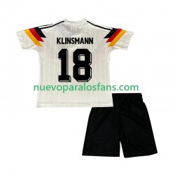 Camiseta de Fútbol Alemania Klinsmann 18 1990 Retro Niño Casa Manga Corta