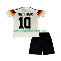 Camiseta de Fútbol Alemania Matthaus 10 1990 Retro Niño Casa Manga Corta