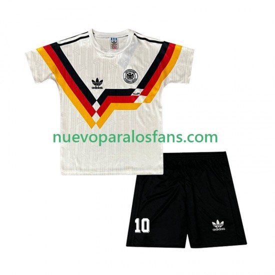 Camiseta de Fútbol Alemania Matthaus 10 1990 Retro Niño Casa Manga Corta
