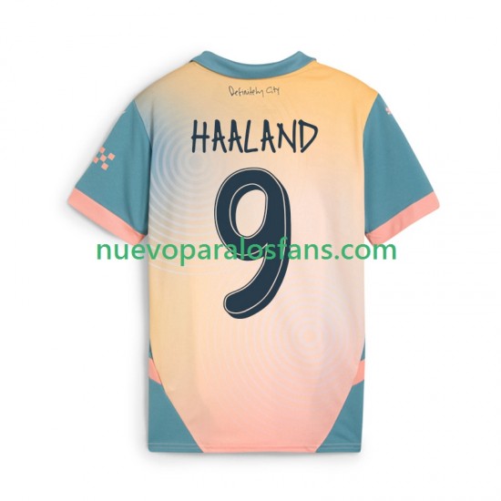 Camiseta de Fútbol Manchester City Haaland 9 Hombre Cuarto 2024-2025 Manga Corta