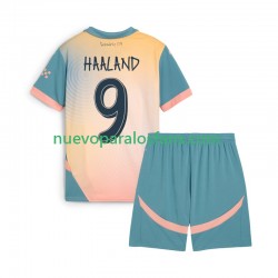 Camiseta de Fútbol Manchester City Haaland 9 Niño Cuarto 2024-2025 Manga Corta