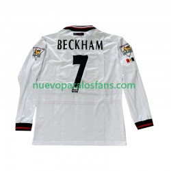 Camiseta de Fútbol Manchester United Beckham 7 Retro Hombre Exterior 1998 1999 Manga Larga