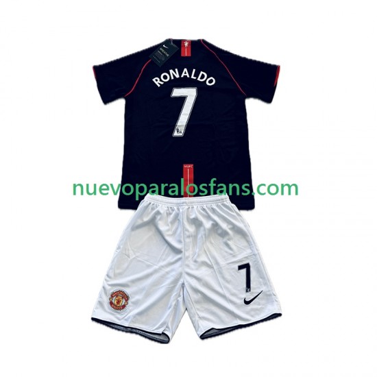 Camiseta de Fútbol Manchester United Cristiano Ronaldo 7 2007 Retro Niño Exterior 2008 Manga Corta