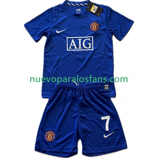 Camiseta de Fútbol Manchester United Cristiano Ronaldo 7 2009 Retro Niño Tercera 2008 Manga Corta