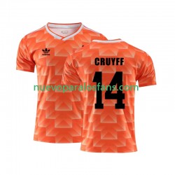 Camiseta de Fútbol Países Bajos Cruyff 14 1988 Retro Hombre Casa Manga Corta