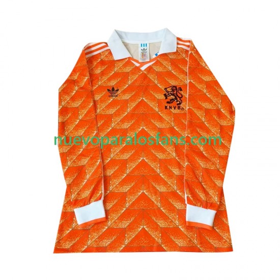 Camiseta de Fútbol Países Bajos Retro Hombre Casa 1998 Manga Larga