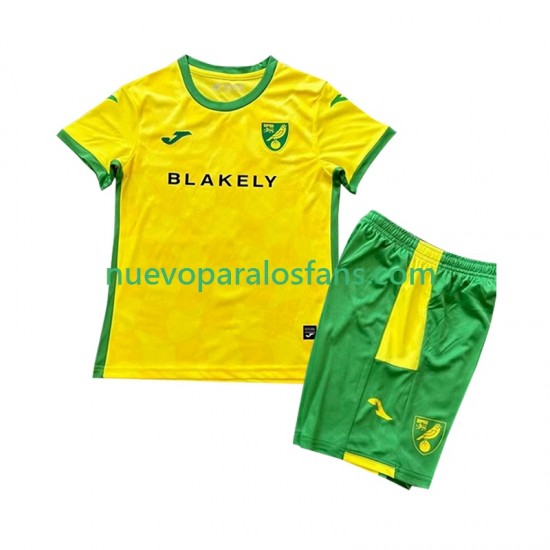 Camiseta de Fútbol Norwich City Niño Casa 2024-2025 Manga Corta
