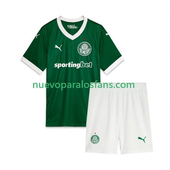 Camiseta de Fútbol Palmeiras Niño Casa 2025 Manga Corta