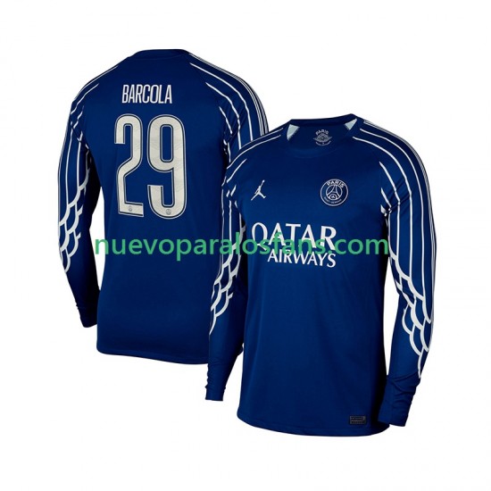 Camiseta de Fútbol Paris Saint-Germain Bradley Barcola 29 Hombre Cuarto 2024-2025 Manga Larga