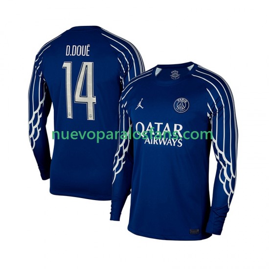 Camiseta de Fútbol Paris Saint-Germain Desire Doue 14 Hombre Cuarto 2024-2025 Manga Larga