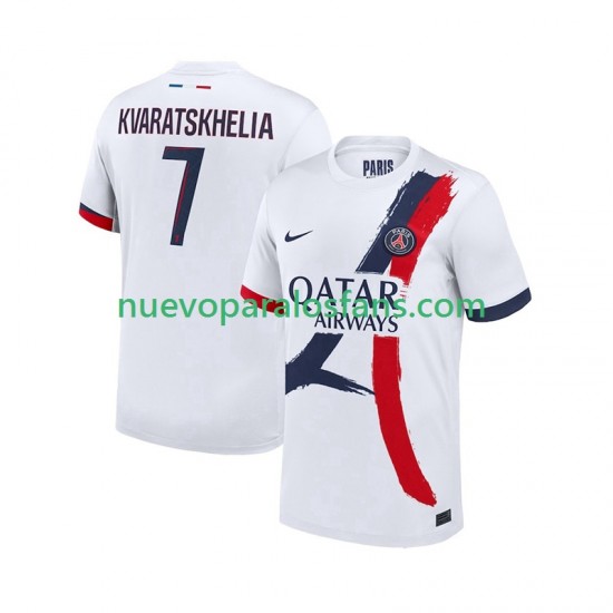 Camiseta de Fútbol Paris Saint-Germain Khvicha Kvaratskhelia 7 Hombre Exterior 2024-2025 Manga Corta