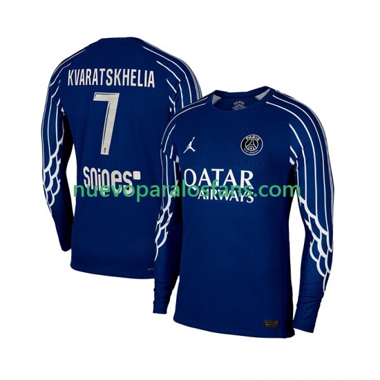 Camiseta de Fútbol Paris Saint-Germain Khvicha Kvaratskhelia 7 Hombre Cuarto 2024-2025 Manga Larga