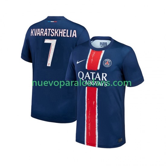 Camiseta de Fútbol Paris Saint-Germain Khvicha Kvaratskhelia 7 Hombre Casa 2024-2025 Manga Corta