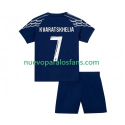Camiseta de Fútbol Paris Saint-Germain Khvicha Kvaratskhelia 7 Niño Cuarto 2024-2025 Manga Corta