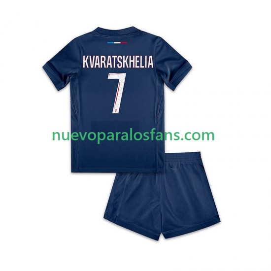 Camiseta de Fútbol Paris Saint-Germain Khvicha Kvaratskhelia 7 Niño Casa 2024-2025 Manga Corta