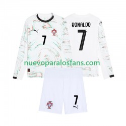 Camiseta de Fútbol Portugal Cristiano Ronaldo 7 Niño Exterior 2025 Manga Larga