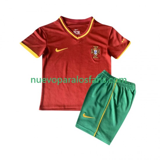 Camiseta de Fútbol Portugal 2000 Retro Niño Casa Manga Corta