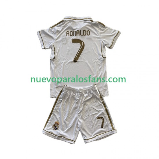 Camiseta de Fútbol Real Madrid Cristiano Ronaldo 7 2012 Retro Niño Casa 2011 Manga Corta