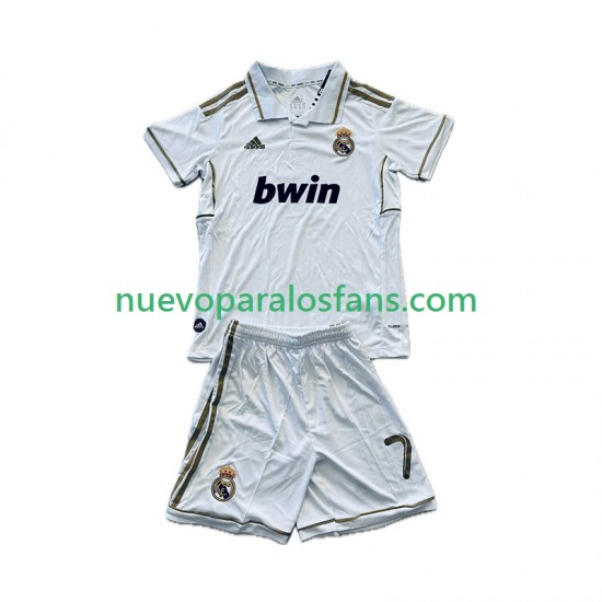 Camiseta de Fútbol Real Madrid Cristiano Ronaldo 7 2012 Retro Niño Casa 2011 Manga Corta