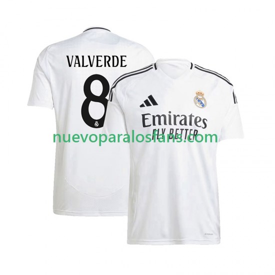 Camiseta de Fútbol Real Madrid Federico Valverde 8 Hombre Casa 2024-2025 Manga Corta