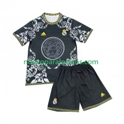 Camiseta de Fútbol Real Madrid Versace Black Edition Niño Casa 2024-2025 Manga Corta