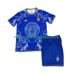 Camiseta de Fútbol Real Madrid Versace Blue Edition Niño Casa 2024-2025 Manga Corta