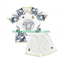 Camiseta de Fútbol Real Madrid Versace White Edition Niño Casa 2024-2025 Manga Corta
