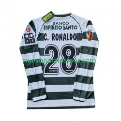 Camiseta de Fútbol Sporting CP Cristiano Ronaldo 28 2001 2003 Retro Hombre Casa Manga Larga